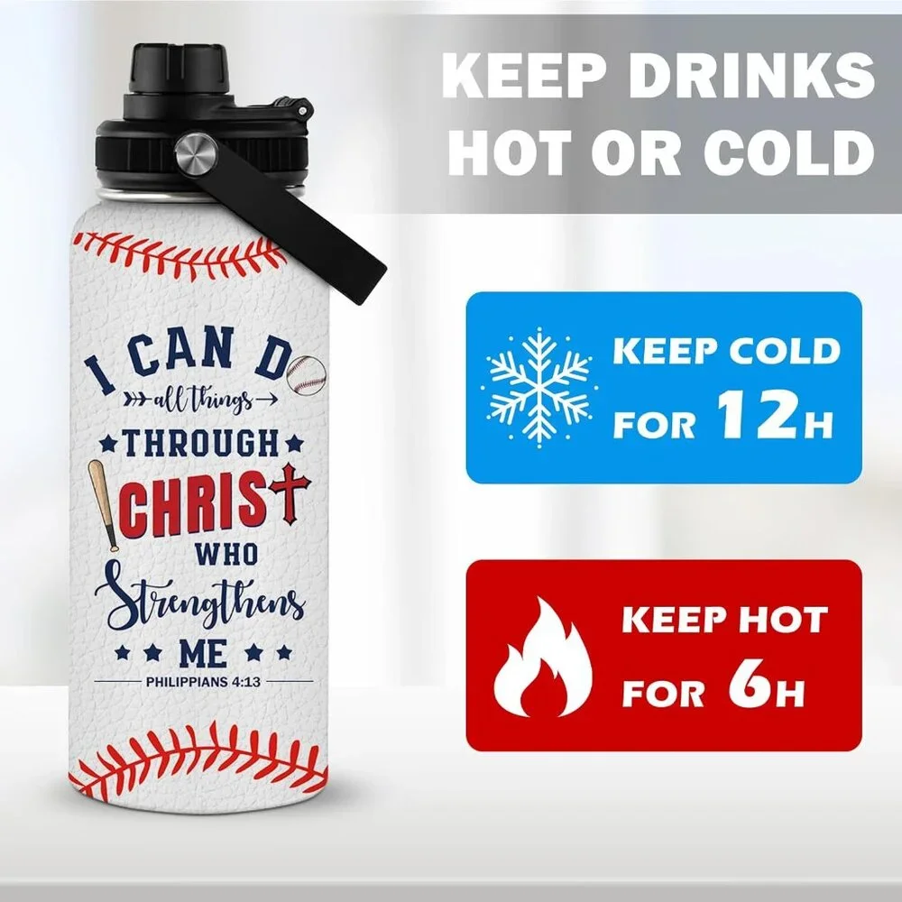 32 Oz Stainless Steel Christian Water Bottle Bible Verse Inspirational Gift - Picture 5 of 8